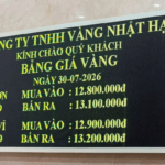 Bảng giá vàng Nhật Hạ